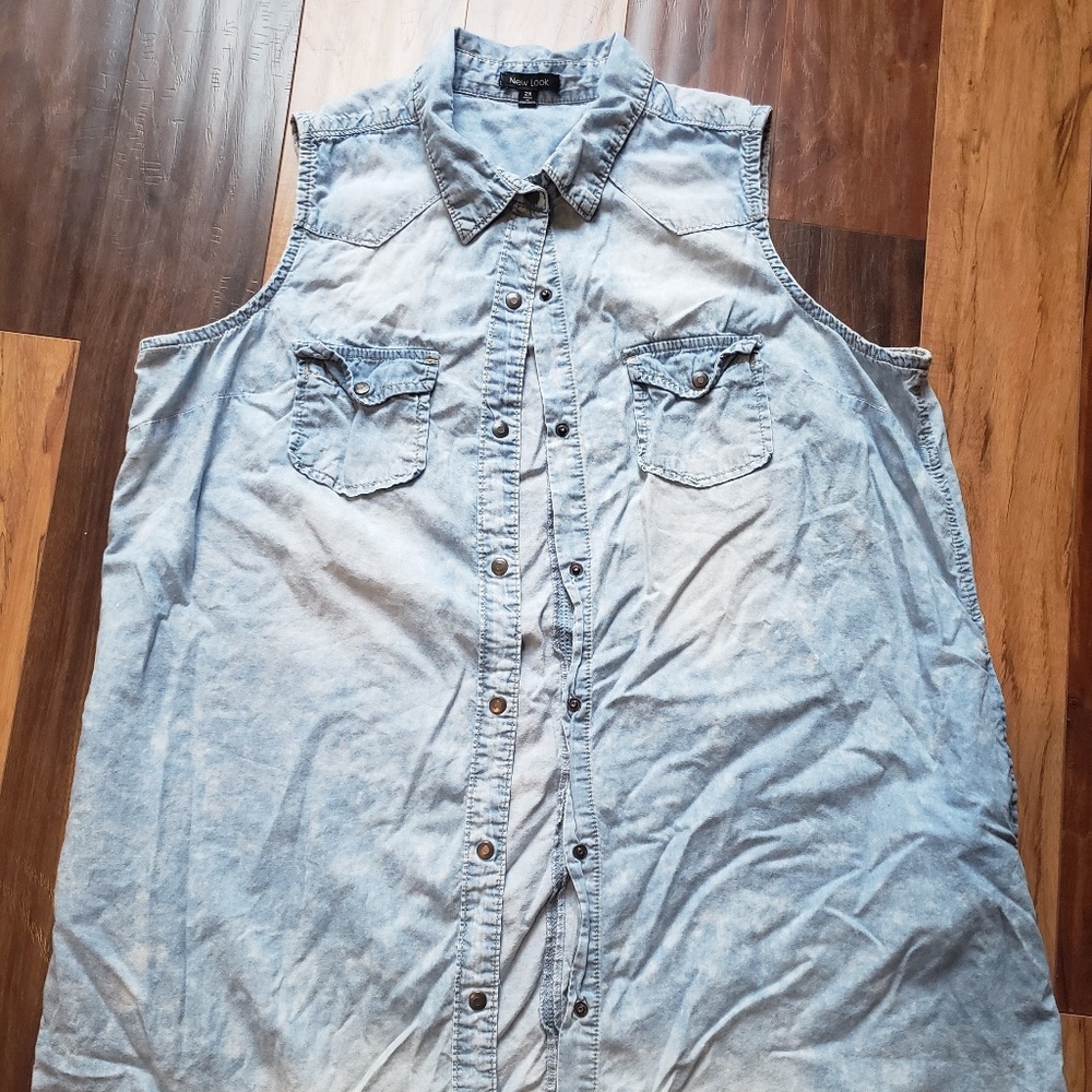 New Look Button Down Tank Tunic Length